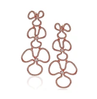 Suzy Levian Sterling Silver Cubic Zirconia Flower Drop Dangle Earrings