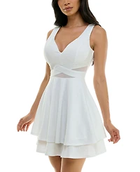 Emerald Sundae Juniors' Illusion-Waist Glitter A-Line Dress