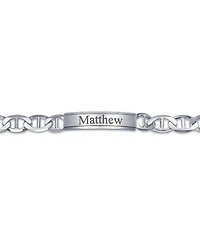 Bling Jewelry Bar Name Plated identification Id Bracelet 10MM Marine Mariner Chain Link 250 Gauge .925 Sterling Silver Made Italy