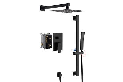Casainc 10 Inch Wall Mounted Square Shower System Set with Handheld Spray & Slidebar