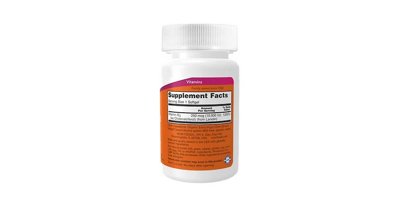 Now Foods Vitamin D3, 10,000 Iu, 120 Softgels