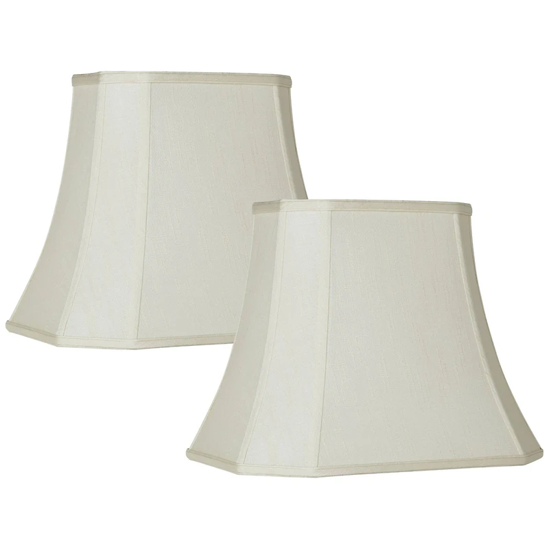 Imperial Shade Set of 2 Creme Medium Cut Corner Rectangular Lamp Shades 10" Top x 16" Bottom x 13" High (Spider) Replacement with Harp