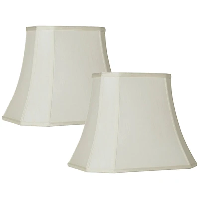 Imperial Shade Set of 2 Creme Medium Cut Corner Rectangular Lamp Shades 10" Top x 16" Bottom x 13" High (Spider) Replacement with Harp