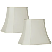 Imperial Shade Set of 2 Creme Medium Cut Corner Rectangular Lamp Shades 10" Top x 16" Bottom x 13" High (Spider) Replacement with Harp