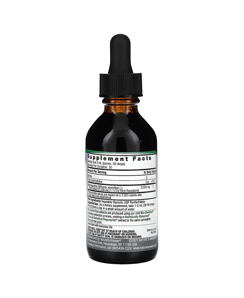 Nature's Answer Ashwagandha Root Fluid Extract Alcohol-Free 2 000 mg - 2 fl oz (60 ml)