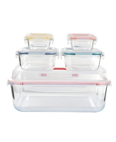 Genicook 10 Pc Nesting Mixing Storage Set, W Lock Down Lids and Carry Handle