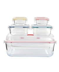 Genicook 10 Pc Nesting Mixing Storage Set, W Lock Down Lids and Carry Handle