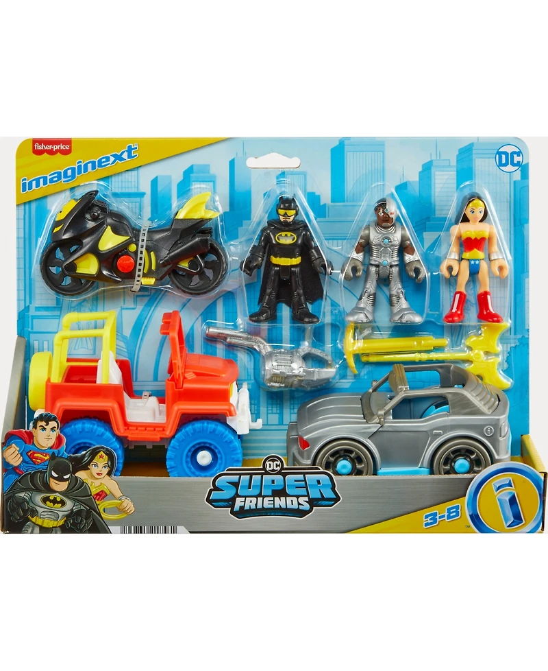 Imaginext Dc Super Friends Batman Gift Set with Wonder Woman and Cyborg Preschool Toy, 9 Piece