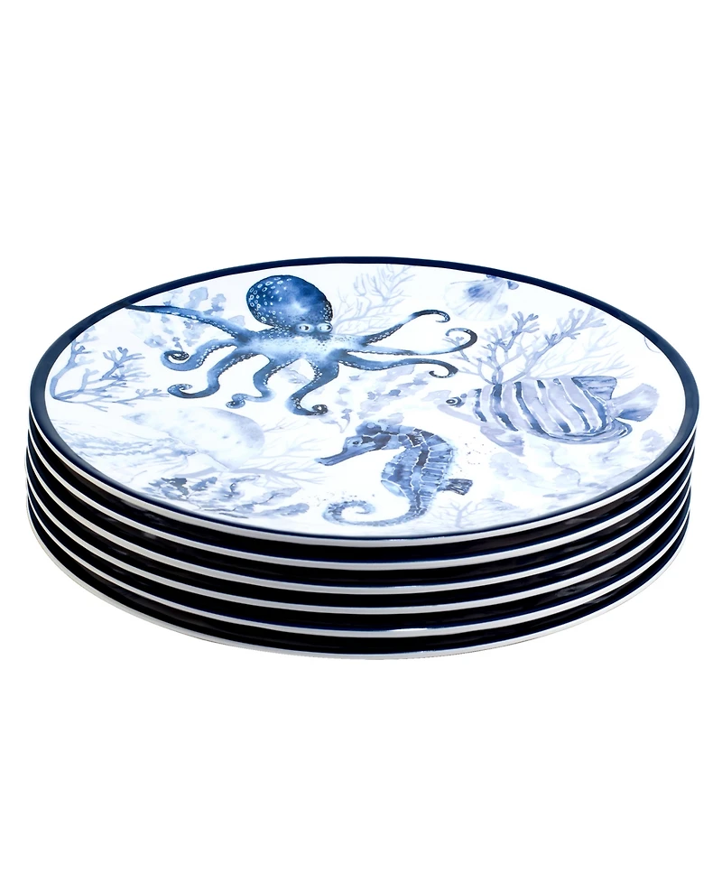 Certified International Sea Life Set of 6 Dinner Plate 11", Service For 6