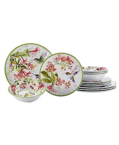 Certified International Hummingbirds 12 Pc Dinnerware Set, Service For 4