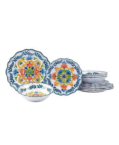 Certified International Flores 12 Pc Dinnerware Set, Service For 4