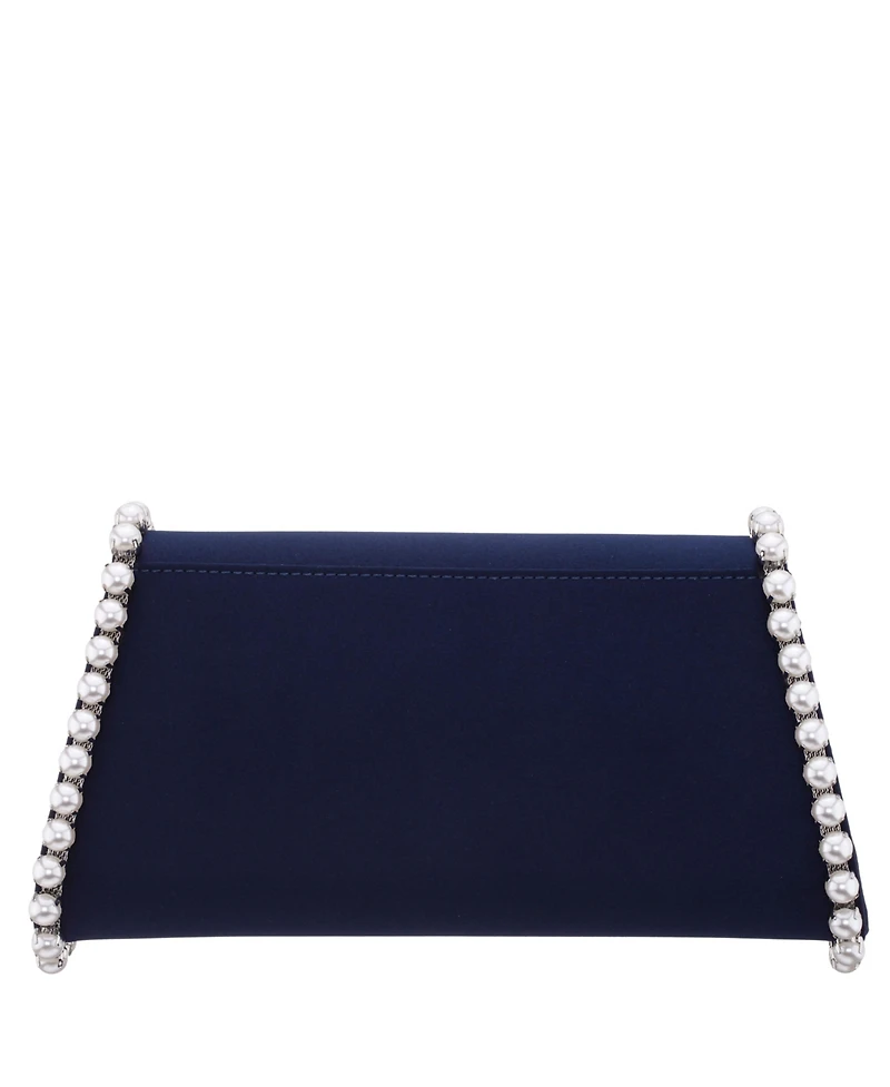 Nina Imitation Pearl Trim Trapezoid Flap Bag