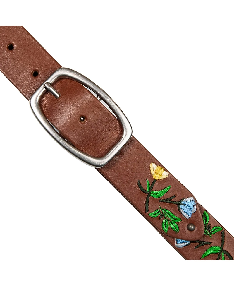 Lucky Brand Embroidered Floral Leather Belt