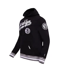 Men's Pro Standard Black Brooklyn Nets Script Tail Pullover Hoodie