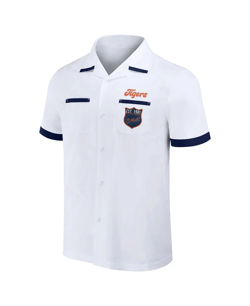 Men's Darius Rucker Collection by Fanatics White Detroit Tigers Bowling Button-Up Shirt