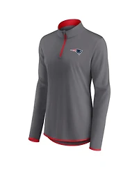 Women's Fanatics Gray New England Patriots Corner Long Sleeve 1/4 Zip Top