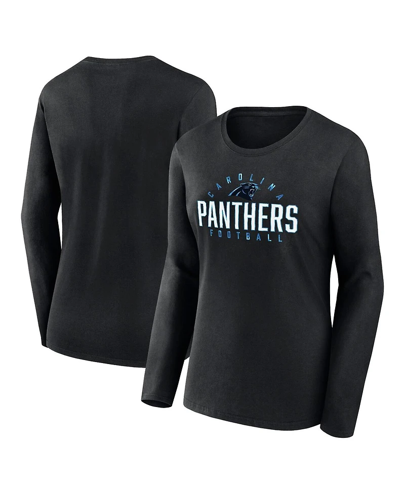 Women's Fanatics Black Carolina Panthers Plus Foiled Play Long Sleeve T-Shirt
