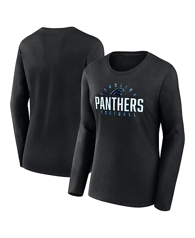 Women's Fanatics Black Carolina Panthers Plus Foiled Play Long Sleeve T-Shirt