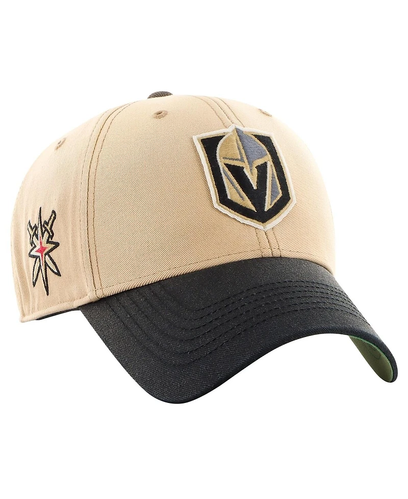 Men's '47 Brand Khaki, Black Distressed Vegas Golden Knights Dusted Sedgwick Mvp Adjustable Hat