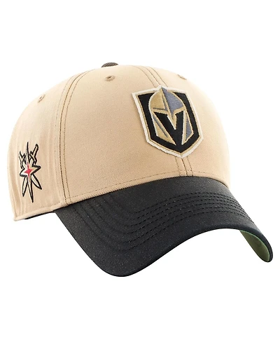 Men's '47 Brand Khaki, Black Distressed Vegas Golden Knights Dusted Sedgwick Mvp Adjustable Hat