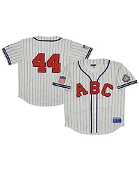Men's Rings & Crwns #44 Cream Distressed Atlanta Black Crackers Mesh Button-Down Replica Jersey