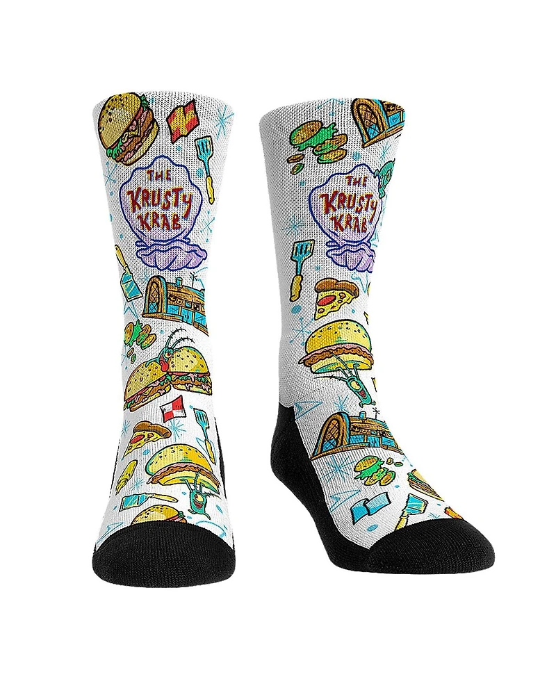 Men's and Women's Rock 'Em Socks SpongeBob SquarePants Krusty Krab All-Over Icons Crew Socks