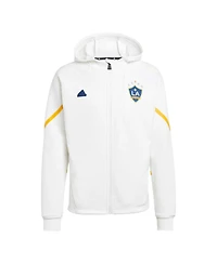 Men's adidas White La Galaxy 2024 Anthem Travel Full-Zip Jacket
