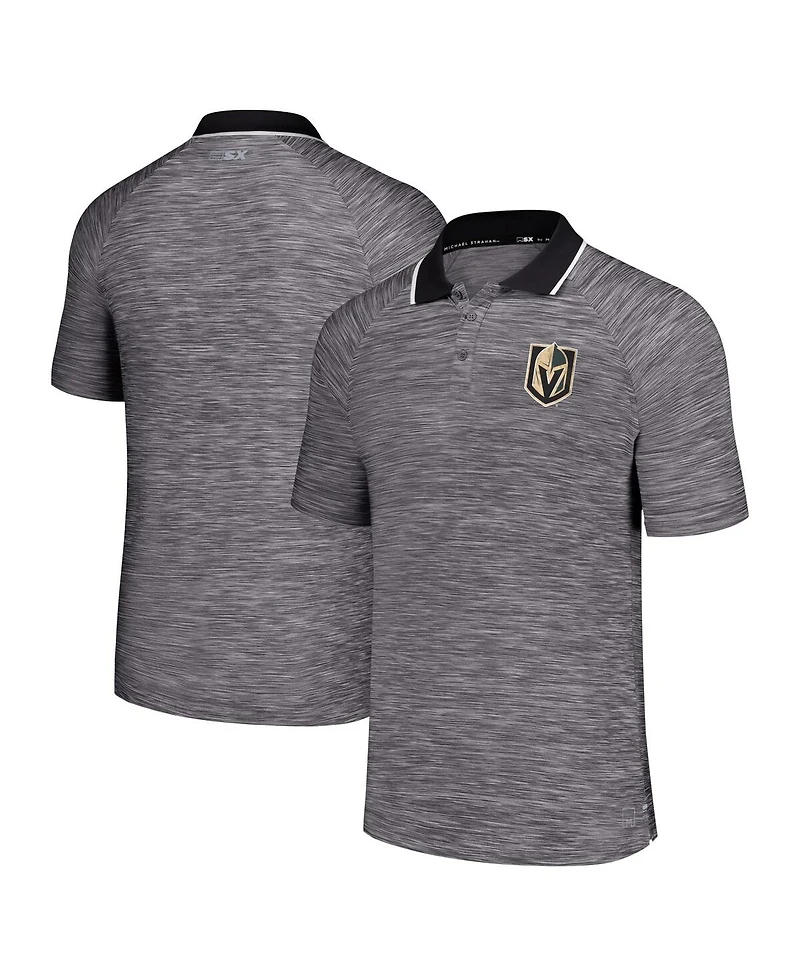 Men's Msx by Michael Strahan Black Vegas Golden Knights Strategy Raglan Polo Shirt
