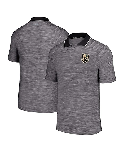 Men's Msx by Michael Strahan Black Vegas Golden Knights Strategy Raglan Polo Shirt