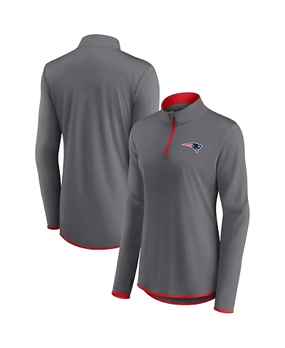 Women's Fanatics Gray New England Patriots Corner Long Sleeve 1/4 Zip Top