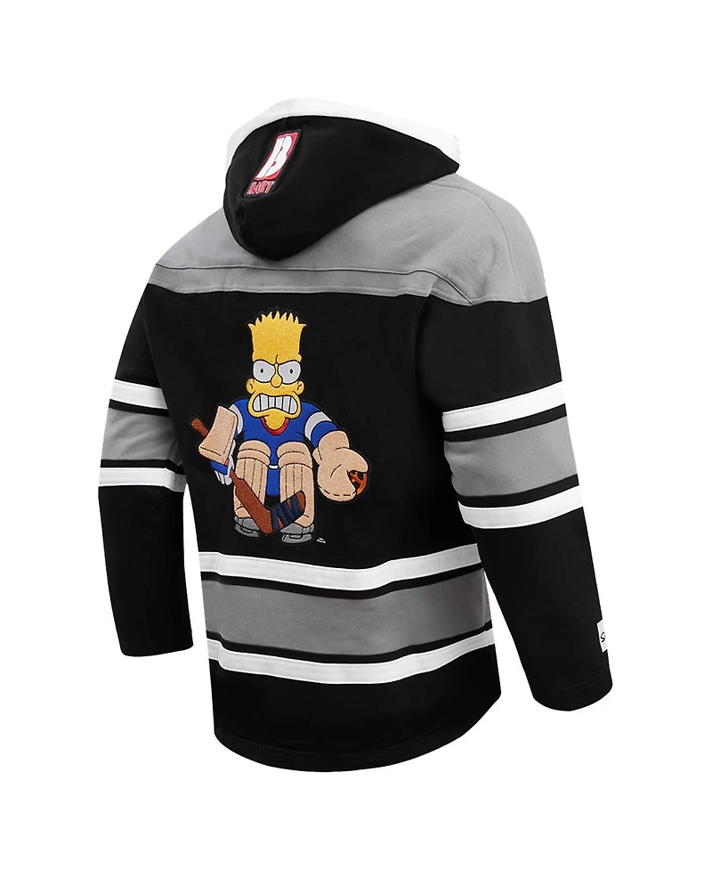 Men's Freeze Max Bart Simpson Gray, Black The Simpsons Puckhead Hoodie Hockey Jersey
