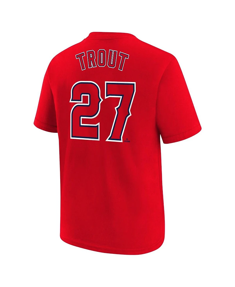 Big Boys Nike Mike Trout Red Los Angeles Angels Home Player Name and Number T-Shirt