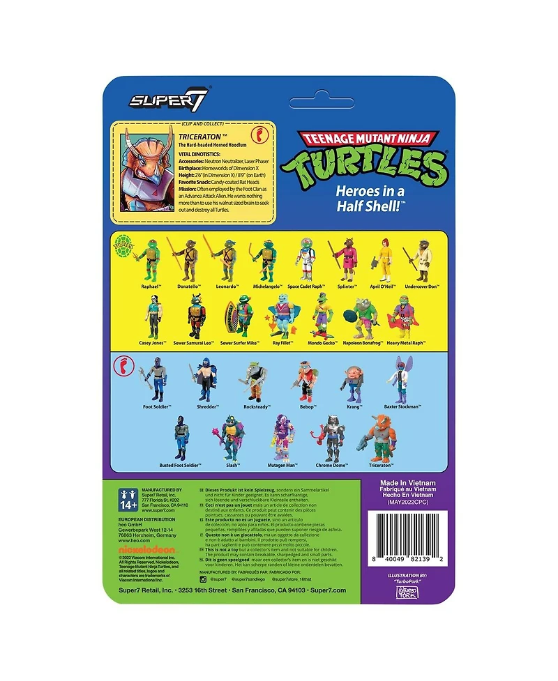Super 7 Triceraton Teenage Mutant Ninja Turtles ReAction Figure - Wave 6