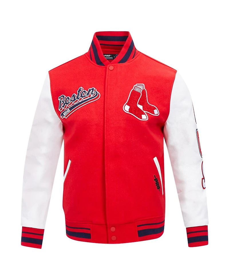 Men's Pro Standard Red Boston Sox Script Tail Wool Full-Zip Varity Jacket