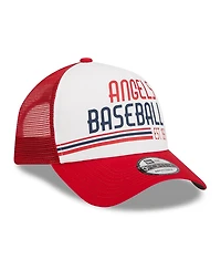 Men's New Era White, Red Los Angeles Angels Stacked A-Frame Trucker 9FORTY Adjustable Hat