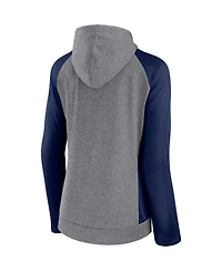 Women's Fanatics Heather Gray, College Navy New England Patriots Blind Side Lightweight Full-Zip Hoodie