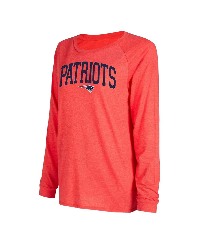 Women's Concepts Sport Navy, Red New England Patriots Raglan Long Sleeve T-Shirt and Shorts Lounge Set