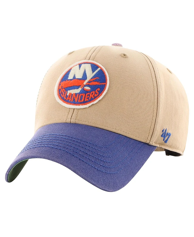 Men's '47 Brand Khaki, Royal Distressed New York Islanders Dusted Sedgwick Mvp Adjustable Hat