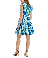 Taylor Women's Printed A-Line V-Neck Dress