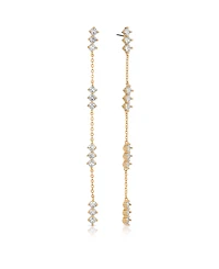 Ettika Linear Crystal 18k Gold Plated Drop Earrings
