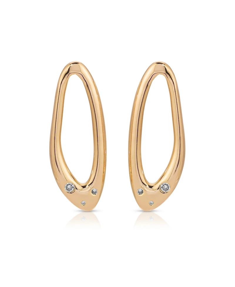 Ettika Molten 18k Gold Plated Crystal Dotted Oval Earrings