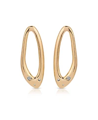 Ettika Molten 18k Gold Plated Crystal Dotted Oval Earrings