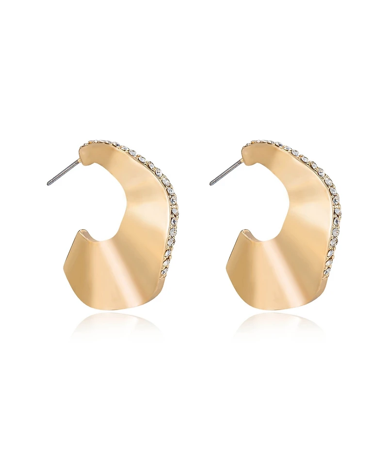 Ettika Ripple Pave 18k Gold Plated Hoops