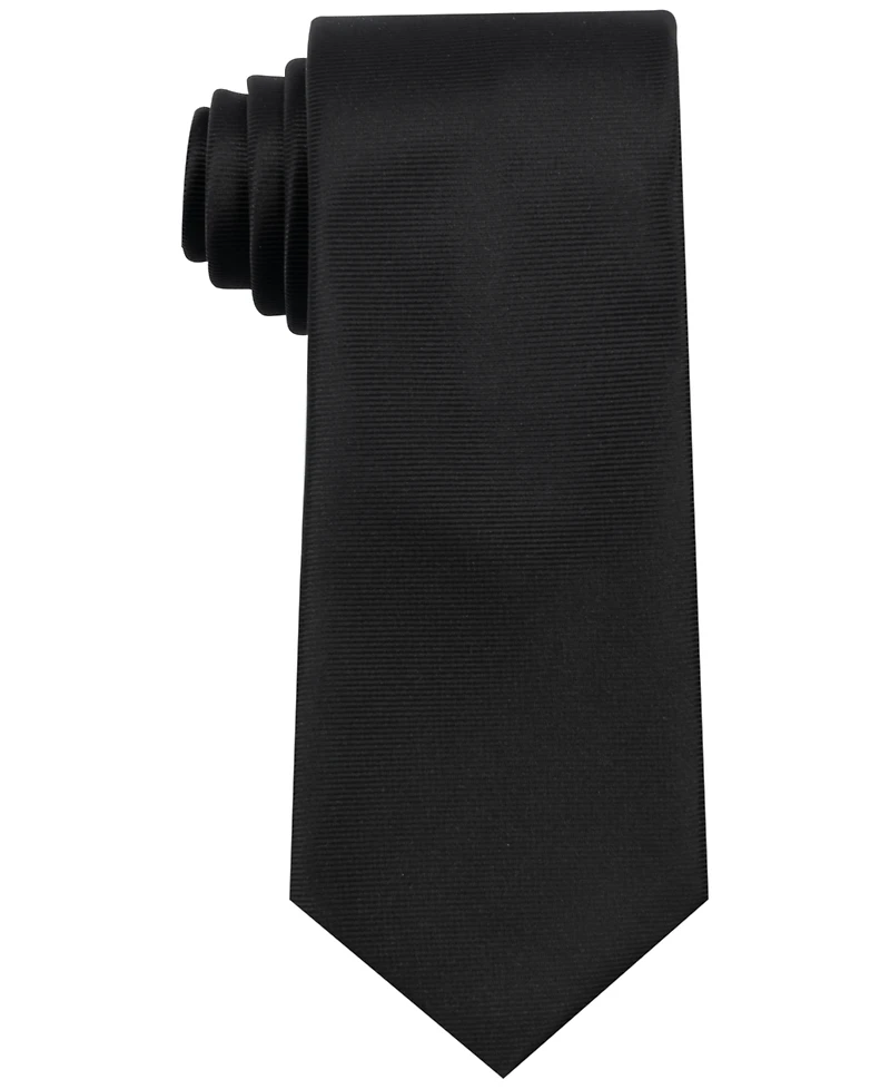Calabrum Men's Classic Extra-Long Solid Black Tie