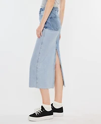 Kancan Women's Two-Toned Color Block Denim Midi Skirt