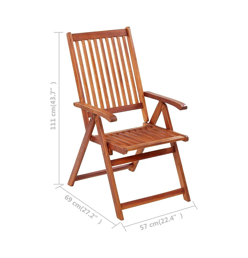 Folding Patio Chairs 3 pcs Solid Acacia Wood