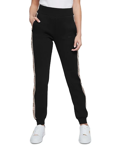 Guess Women's Britney High Rise Logo Stripe Jogger Pants