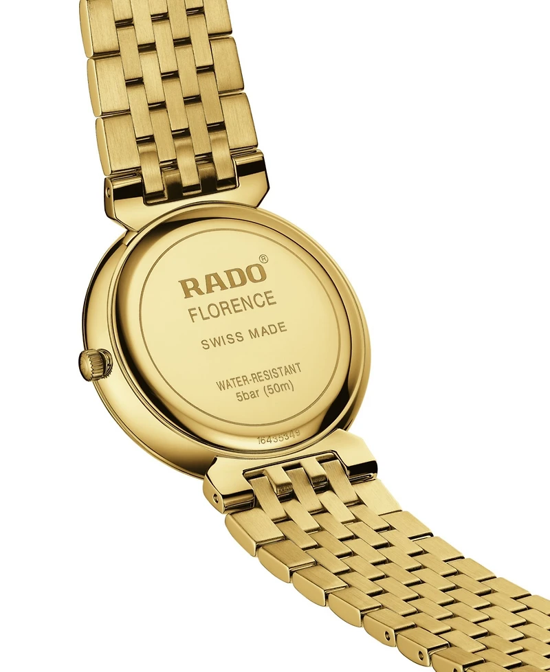 Rado Women's Swiss Florence Diamond (1/20 ct. t.w.) Gold Pvd Stainless Steel Bracelet Watch 38mm