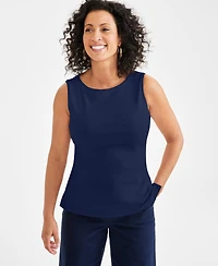 Style & Co Women's Cotton Boat-Neck Sleeveless Top, Created for Macy's
