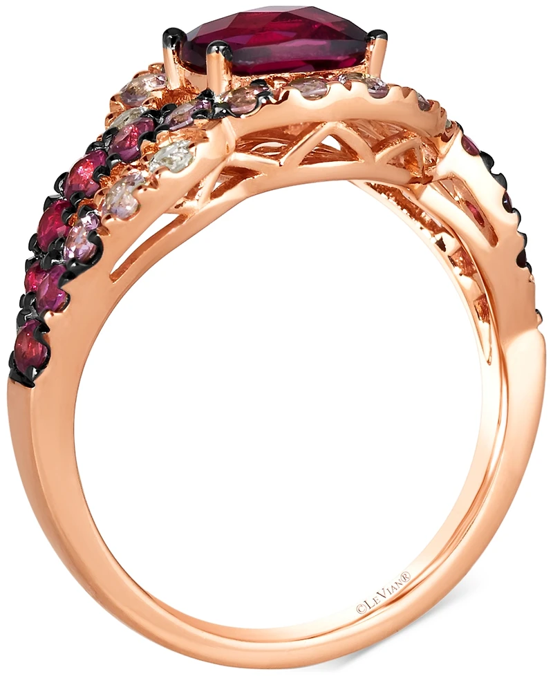 Le Vian Ombre Raspberry Rhodolite (1 ct. t.w.), Strawberry Ombre (1 ct. t.w.) & White Sapphire (1/6 ct. t.w.) Twist Ring in 14k Rose Gold